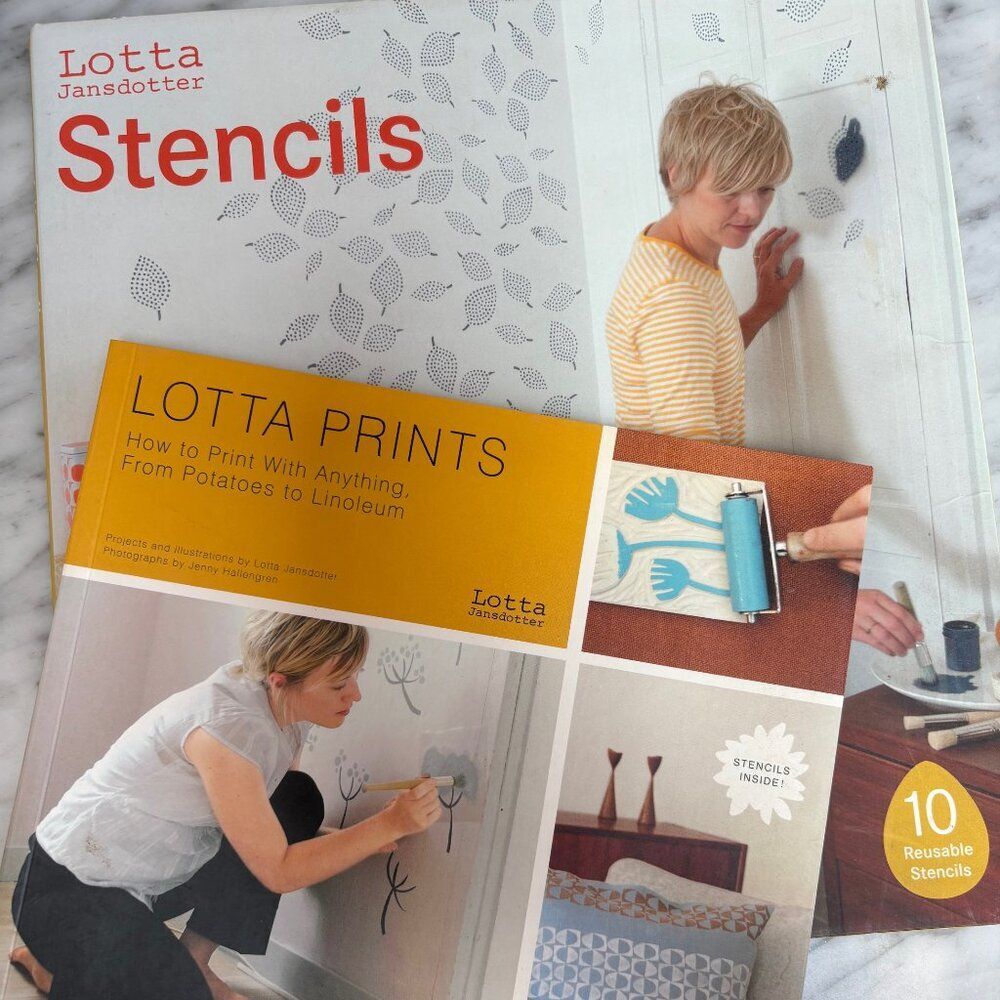 Lotta Jansdotter Stencil/Print Books (2) Reusable Scandi Decor Home Improvement